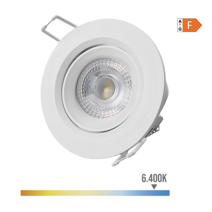 Edm Downlight Led Empotrable Redondo 5 W Luz Fría 6400 K 380 Lm Blanco Ø9 cm 0 Edm Downlight Led Empotrable Redondo 5 W Luz Fría 6400 K 380 Lm Blanco Ø9 cm 0