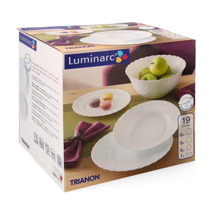 Luminarc Trianon Vajilla Opal 19 Piezas - 6 Personas Vidrio Blanco 2