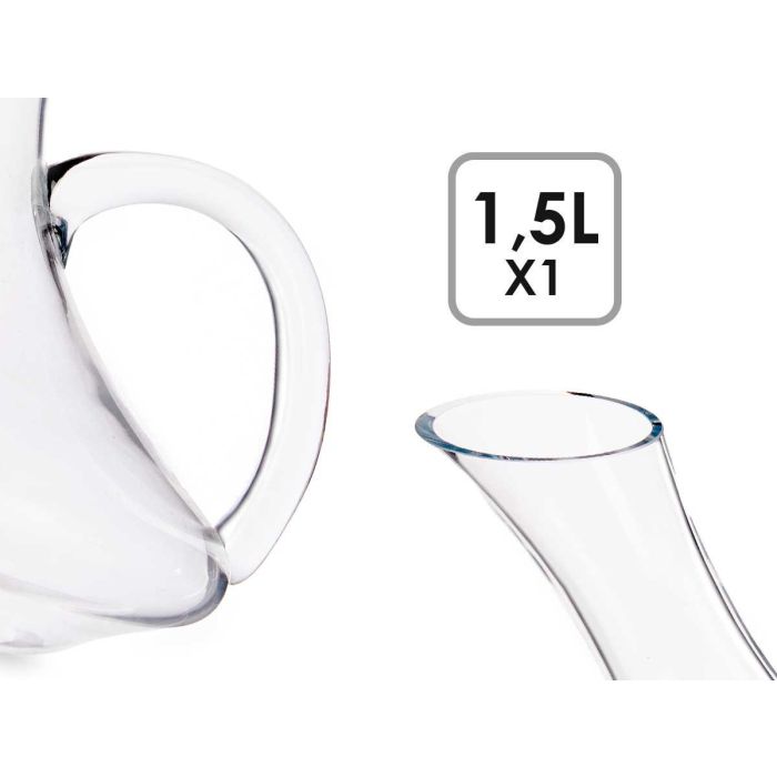 Vivalto Decantador Recto 1,5L Vidrio Transparente 22.5x24.5x20 cm (Set de 6) 3