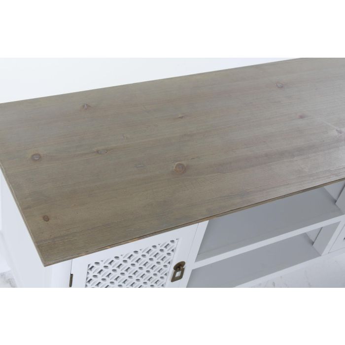 DKD Home Decor Mueble TV Tradicional Arabe white Blanco Marron Claro 120 x 45 x 58 cm 2