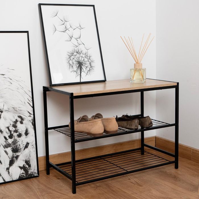 Vinthera Mueble Auxiliar Moa Acero y Madera 60x30x44,5 cm 2