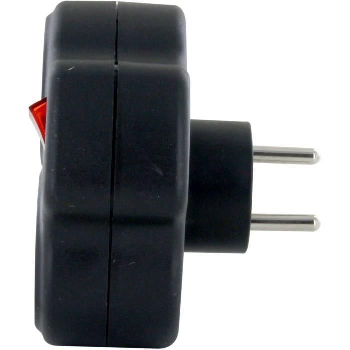 Chacon CHA5411478400042 Dominó Eléctrico 3 Tomas 16A con Interruptor, Diseño Triángulo, Negro 1