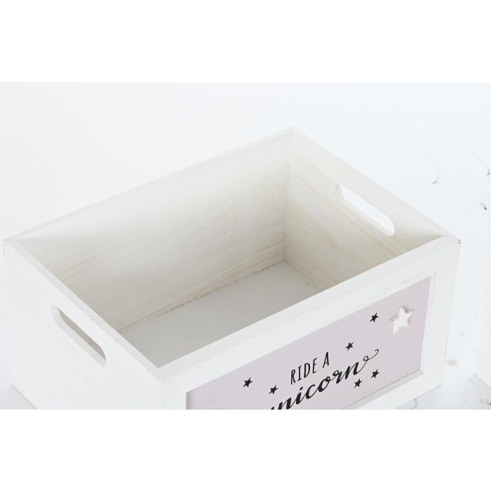 DKD Home Decor Cesta Ropa Kids Blanco Rosa 30 x 55 x 40 cm Set 5