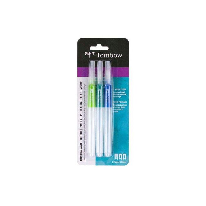Pincel De Agua Tombow Water Brush Surtido Blister De 3 (Punta Fina, Media Y Plana)