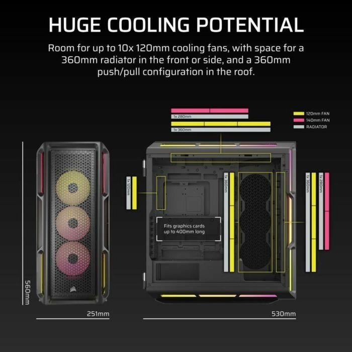 Corsair Caja 5000T LX RGB CC-9011298-WW Cristal Templado Mid-Tower Negro 3