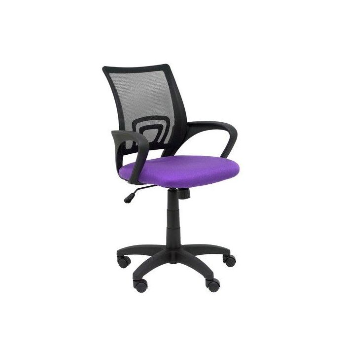 Silla Piqueras Y Crespo Vianos Brazos Fijos Mecanismo Basculante Con Regulador De Presion Elevacion Del Asiento En Altura Ruedas Nylon Respaldo Malla Transpirable Negra Y Tapizado Bali Lila