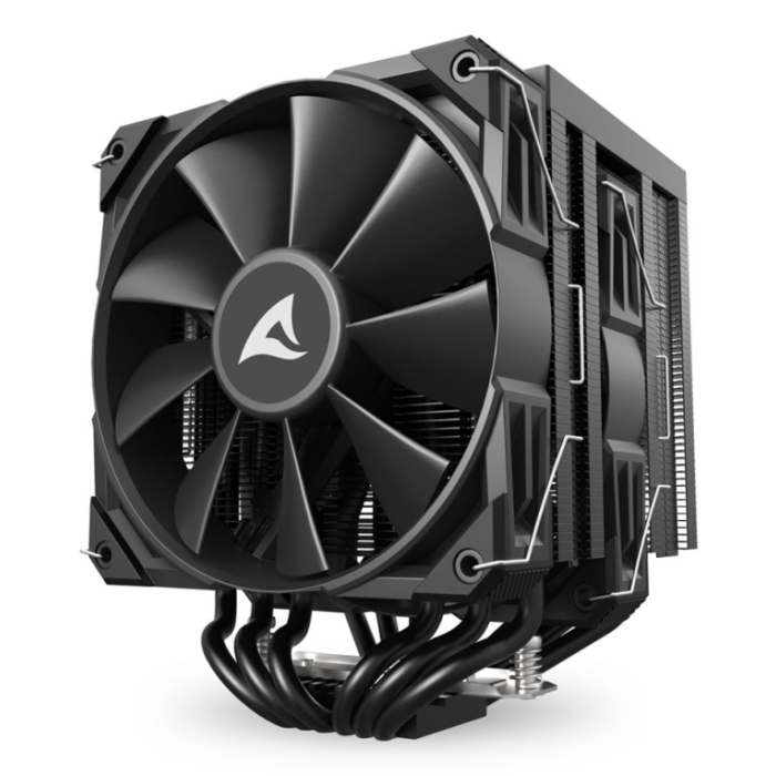 Sharkoon A60 Refrigerador de CPU Doble Torre con 2 Ventiladores PWM 120mm, 6 Heatpipes de Cobre, TDP 260W y Soporte Universal Negro