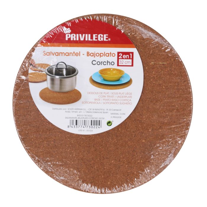 Privilege Salvamantel Bajoplato de Corcho 32 cm (Pack de 48) (12 Unidades)