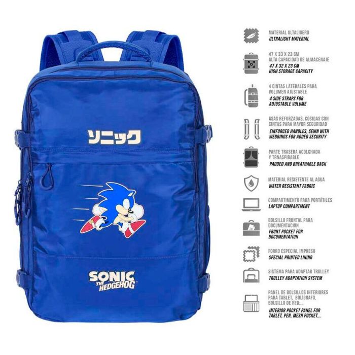 Sonic The Hedgehog - SEGA Mochila de Viaje Cabina 40x20x25cm Action Azul 3 Sonic The Hedgehog - SEGA Mochila de Viaje Cabina 40x20x25cm Action Azul 3
