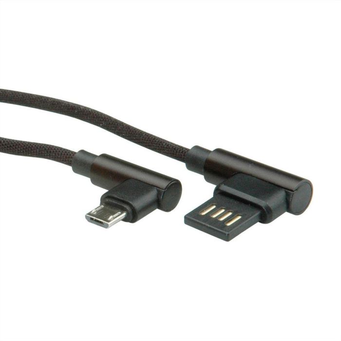 ROLINE USB 2.0 Kabel, gewinkelt, Typ A rev - Micro B, ST/ST, schwarz, 0,8 m 2 ROLINE USB 2.0 Kabel, gewinkelt, Typ A rev - Micro B, ST/ST, schwarz, 0,8 m 2