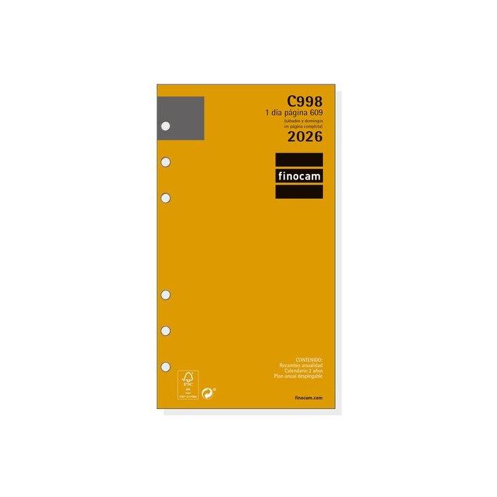 Finocam C998 Recambio Anual Agenda Anillas Classic 609-94x171 mm 1 Día por Página 2026