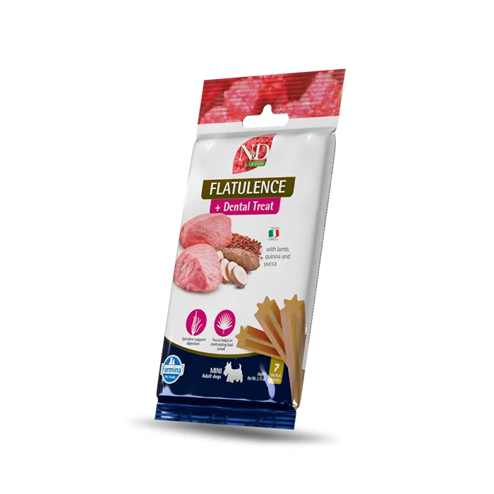 Farmina Treat Nd Quinoa Dog Flatulence Adult Mini - Snack para perros adultos con cordero, quinoa y yuca, 15x60 gr Farmina Treat Nd Quinoa Dog Flatulence Adult Mini - Snack para perros adultos con cordero, quinoa y yuca, 15x60 gr