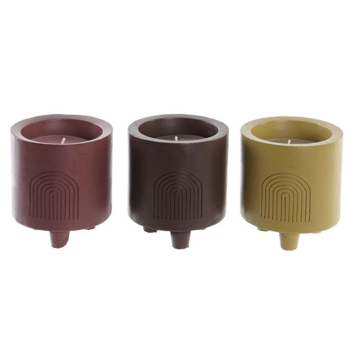 Vela Urban DKD Home Decor Amarillo Terracota 10 x 12 x 10 cm (3 Unidades)