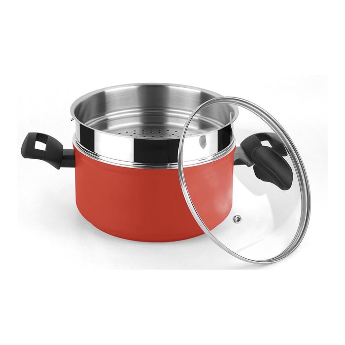 Fagor Olla Maxima Roja Aluminio 3004 Ø20x10 cm, Antiadherente Xylan Plus, Apta Inducción, Incluye Tapa y Steamer 2 Fagor Olla Maxima Roja Aluminio 3004 Ø20x10 cm, Antiadherente Xylan Plus, Apta Inducción, Incluye Tapa y Steamer 2