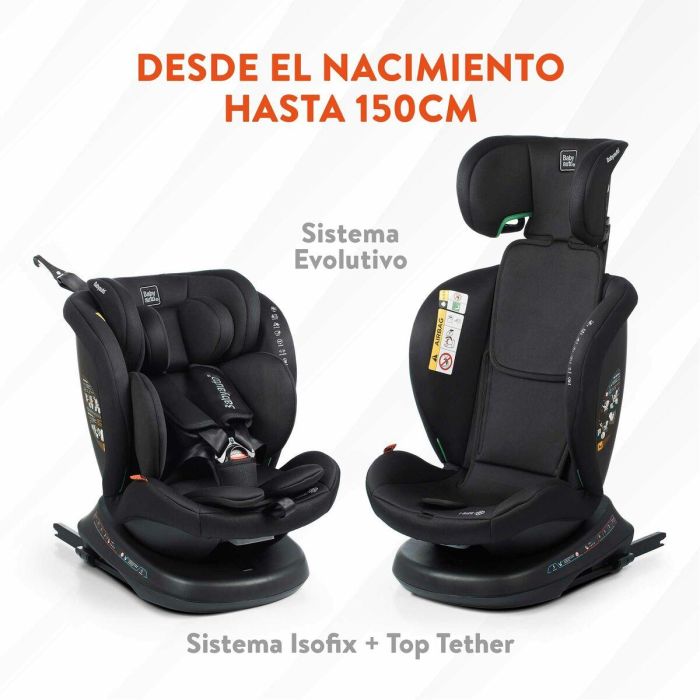 Babyauto BAB8435593703359 Silla de coche Rodia Grupo 0/1/2/3 I-Size Plus Isofix Giratoria Reclinable Reductor Negro 7
