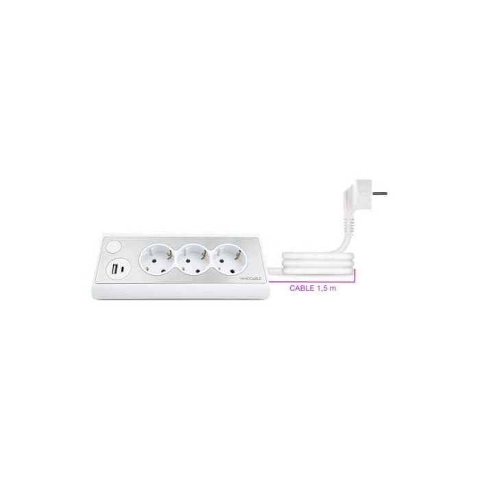Nanocable 10.37.0013-W Regleta Sobremesa con Interruptor LED, 3 Tomas de Corriente, 2 Puertos USB (USB-A, USB-C), Cable 1.5m, Blanca 1 Nanocable 10.37.0013-W Regleta Sobremesa con Interruptor LED, 3 Tomas de Corriente, 2 Puertos USB (USB-A, USB-C), Cable 1.5m, Blanca 1