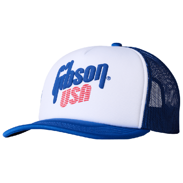 Headwear - Gibson Usa Foam Trucker White / Blue 2 Headwear - Gibson Usa Foam Trucker White / Blue 2