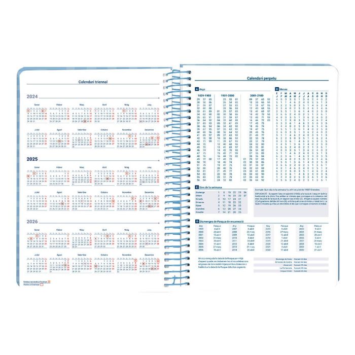 Agenda Espiral Liderpapel Syros A5 2025 Dia Pagina Color Azul Papel 60 gr Catalan 7