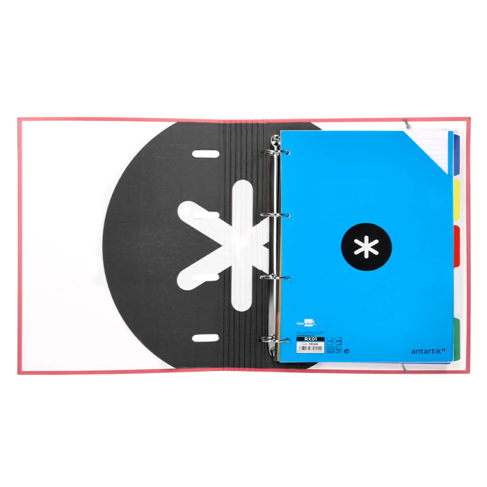 Antartik Carpeta con recambio A4, 4 anillas 40mm, con solapa, forrada, cuadro 5mm, color coral 5