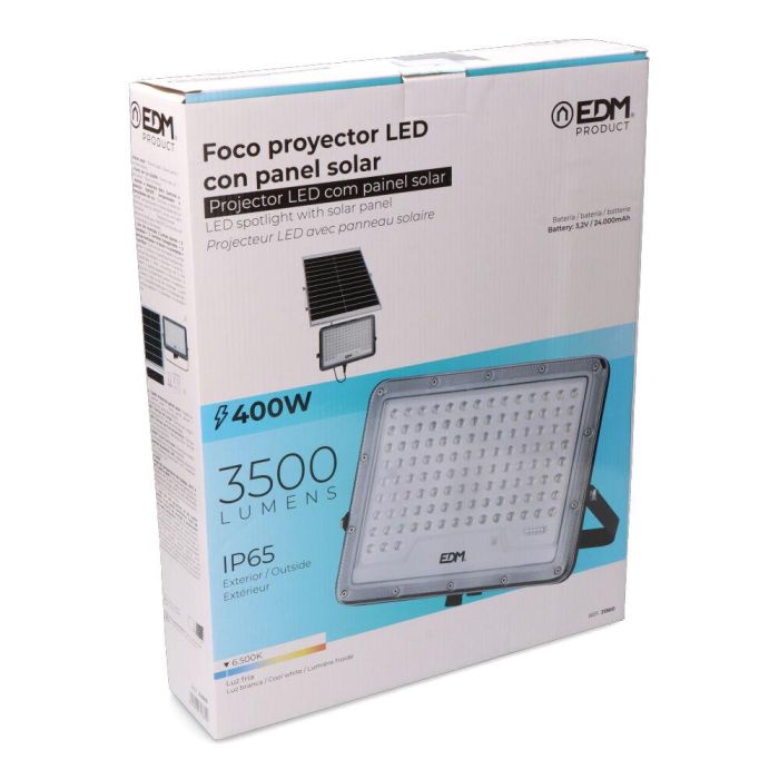 Foco proyector solar slim 400w 3.500lm 6.500k. 4