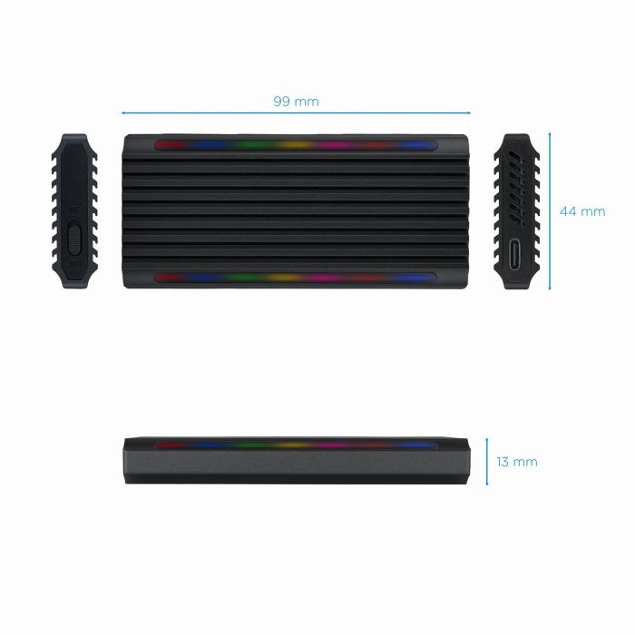 TooQ TQE-2222B Caja Externa SSD M.2 NVMe/NGFF USB 3.1 Gen2 USB-C Sin Tornillos RGB Negro Aluminio 1 TooQ TQE-2222B Caja Externa SSD M.2 NVMe/NGFF USB 3.1 Gen2 USB-C Sin Tornillos RGB Negro Aluminio 1