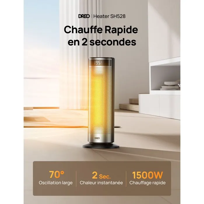 Dreo Solaris 628 Calentador Adicional 1500 W Columna Negro 2 Dreo Solaris 628 Calentador Adicional 1500 W Columna Negro 2