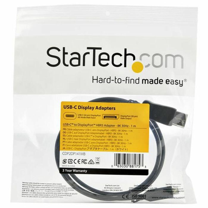 Adaptador USB C a DisplayPort Startech CDP2DP141MB Negro 1 m 1 Adaptador USB C a DisplayPort Startech CDP2DP141MB Negro 1 m 1