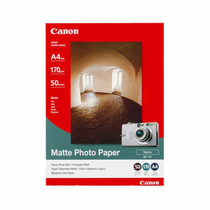 Canon Papel MP-101 Foto Mate A4 para fotografía y manualidades, 50 hojas