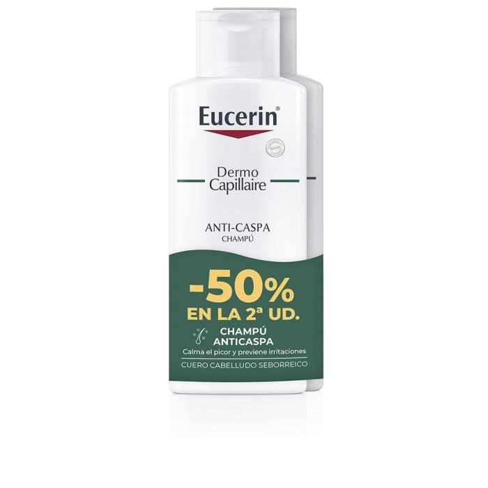 Eucerin DermoCapillaire Champú Anticaspa para Caspa Grasa y Dermatitis Seborreica, alivia picazón, Pack 2 x 250 ml
