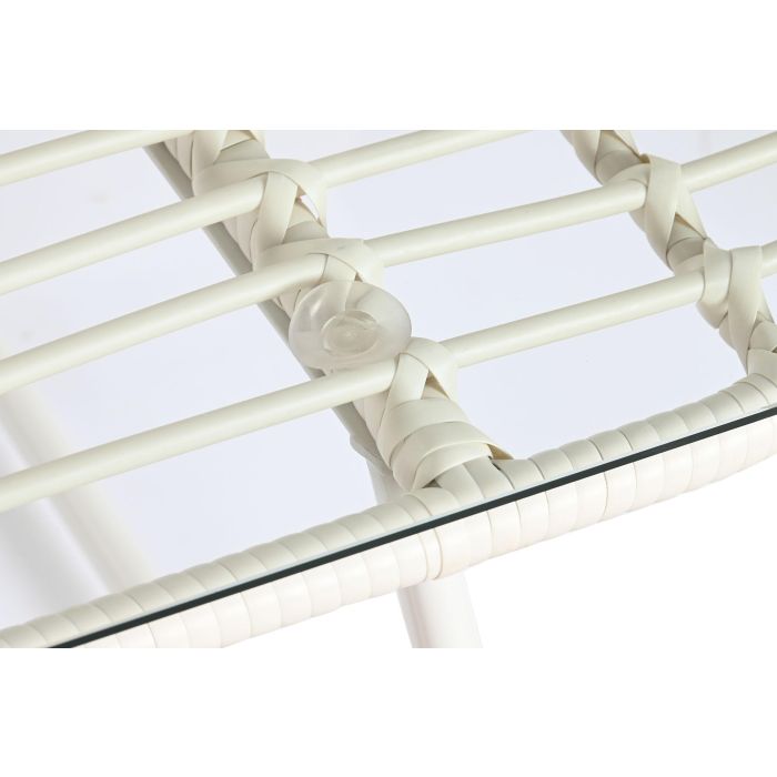 DKD Home Decor Sofá para Terraza y Jardín Blanco Ratán Sintético 74x84x124 cm Set de 4 1