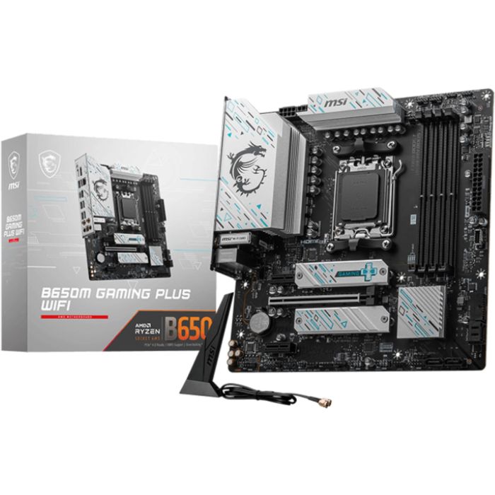 MSI 911-7E24-001 Placa B650M Gaming Plus WiFi AMD AM5 B650 DDR5 192GB HDMI DP 2.5GbE WiFi 6E BT5.3 Micro ATX