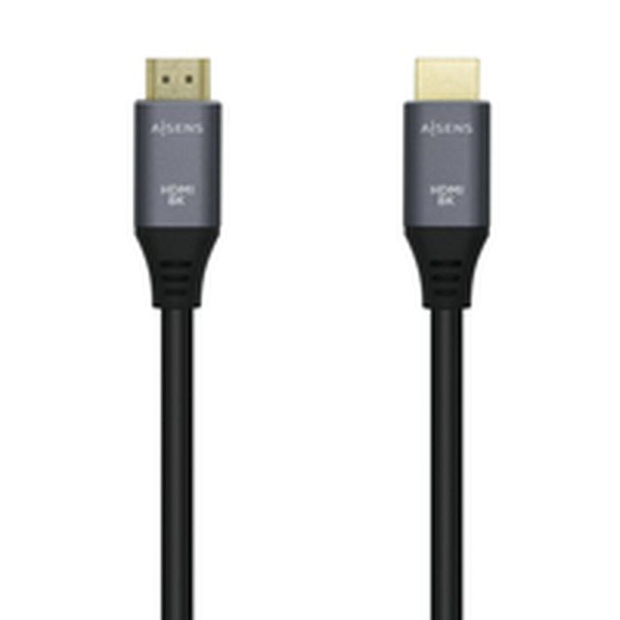 AISENS - CABLE HDMI V2.1 ULTRA ALTA VELOCIDAD / HEC 8K@60HZ 48GBPS, A/M-A/M, GRIS/NEGRO, 0.5M