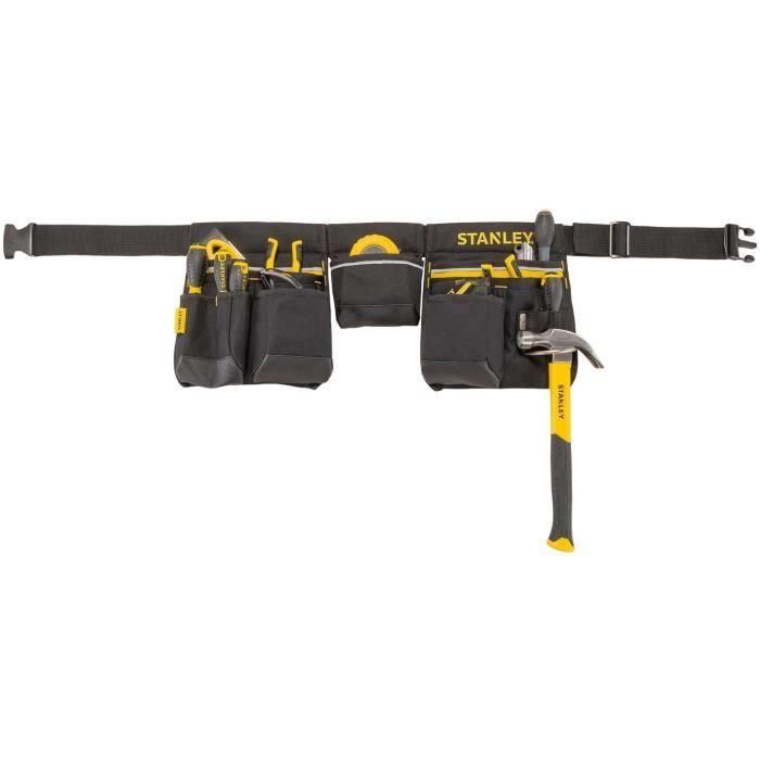 Stanley 1-96-178 Cinturón Portaherramientas Acolchado Talla Adaptable con Bolsas y Soporte Martillo Poliéster Negro 2