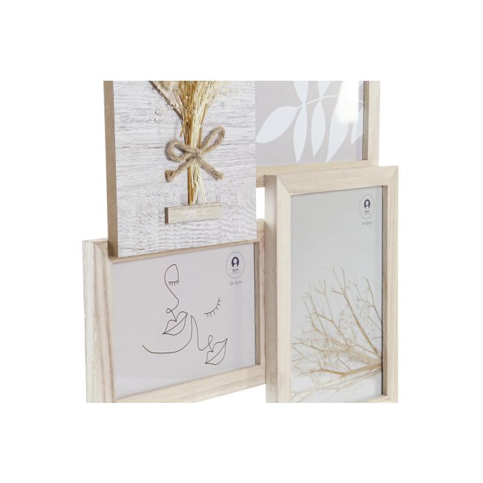DKD Home Decor Marco Multifoto Shabby Natural Paulownia Cristal 3 Fotos 31 x 34 x 2.4 cm 2