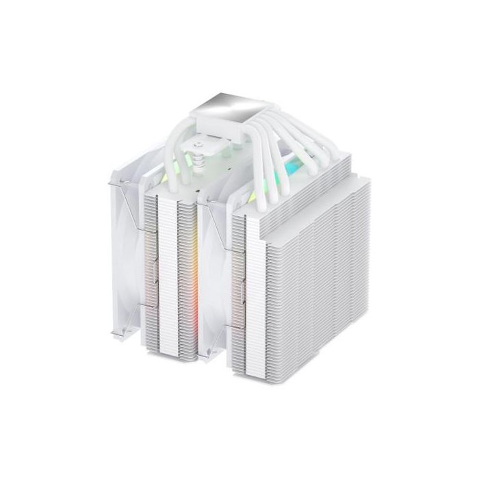 FSP MP7-WA - Refrigerador de aire CPU, 6 tubos de calor, 2 ventiladores PWM de 120 mm ARGB (800-1800 RPM) blanco, compatible con Intel LGA 1851/1700/1200 y AMD AM4/AM5