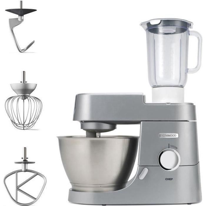 Kenwood KVC3110S Robot de Pastelería CHEF 1000W con Batidora, Cuerpo Metálico, Kit de Repostería Profesional, Libro de Recetas, Color Plata Kenwood KVC3110S Robot de Pastelería CHEF 1000W con Batidora, Cuerpo Metálico, Kit de Repostería Profesional, Libro de Recetas, Color Plata