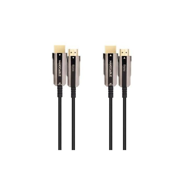 Nanocable 10.15.2020 Cable HDMI 2.0 AOC Fibra Óptica Cobre 4K 60Hz 18Gbps HDR ARC Unidireccional 20m Negro 1 Nanocable 10.15.2020 Cable HDMI 2.0 AOC Fibra Óptica Cobre 4K 60Hz 18Gbps HDR ARC Unidireccional 20m Negro 1