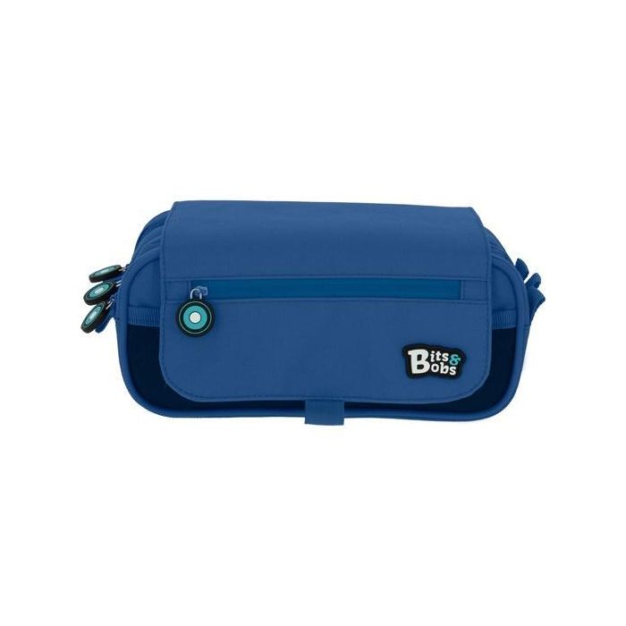 Grafoplás Portatodo Triple C-Solapa Bits&Bobs Azul - 23x10x10 cm, Triple Capacidad, Tiradores Redondos con Logo