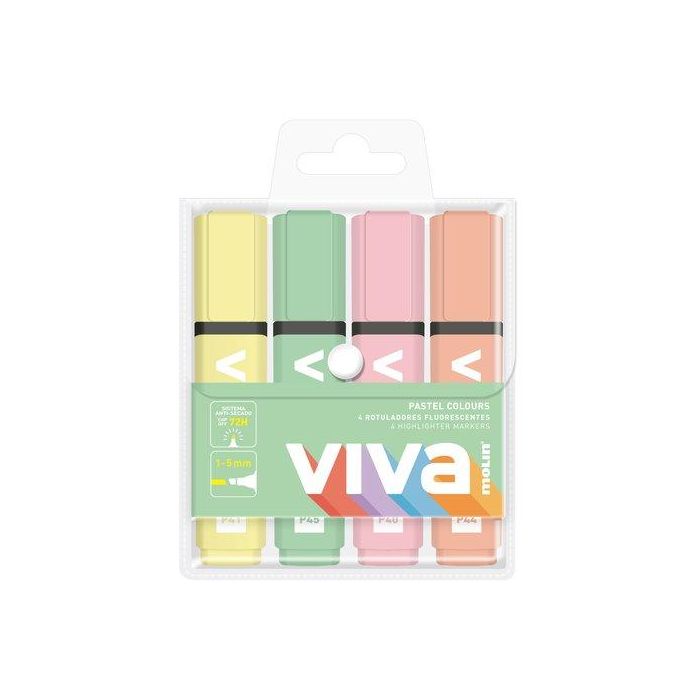 Marcador Fluor Molin Pastel Bolsa De 4 Colores