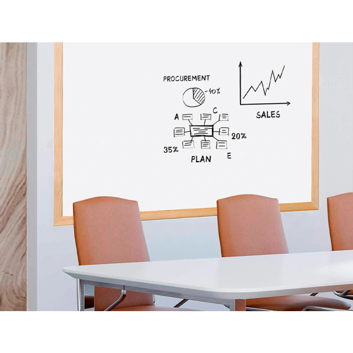 Q-connect Pizarra Blanca Melamina Marco Madera 90x60 cm 5