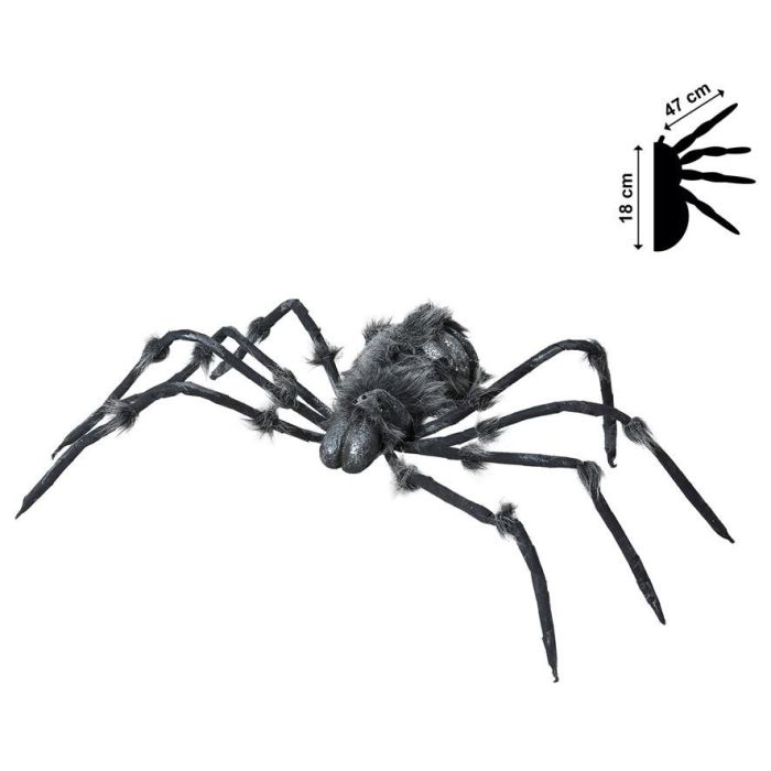 Araña Gigante Negra Con Pelos 162 cm Decoración Fiestas Temáticas Terror Jardín