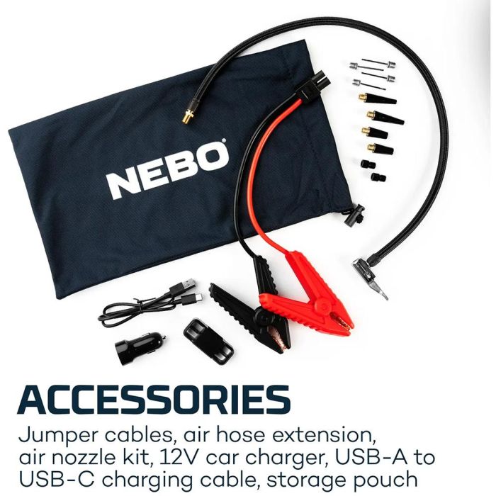 Arrancador + compresor de aire assist air jump starter. nebo 2