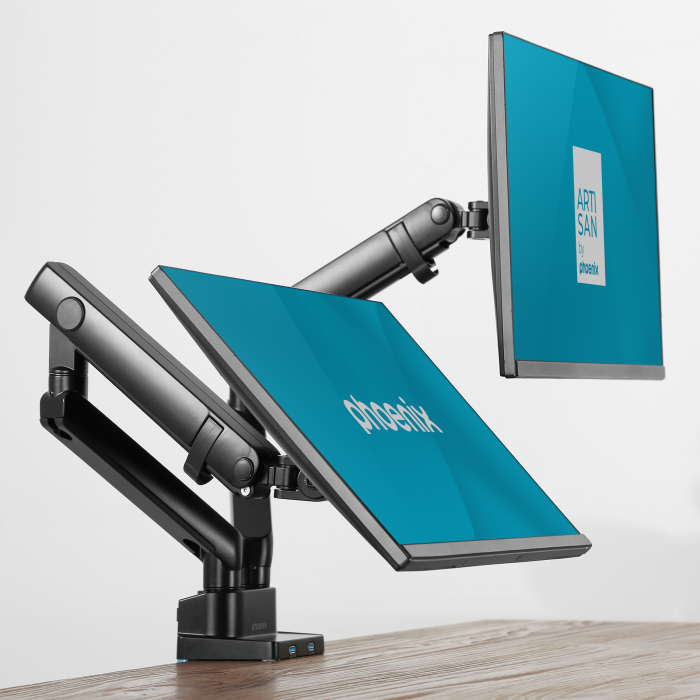 Phoenix technologies Mstand2 Brazo Articulado Doble Monitor Negro Mate VESA 75x75 100x100 Giratorio 360 Grados USB 5 Phoenix technologies Mstand2 Brazo Articulado Doble Monitor Negro Mate VESA 75x75 100x100 Giratorio 360 Grados USB 5