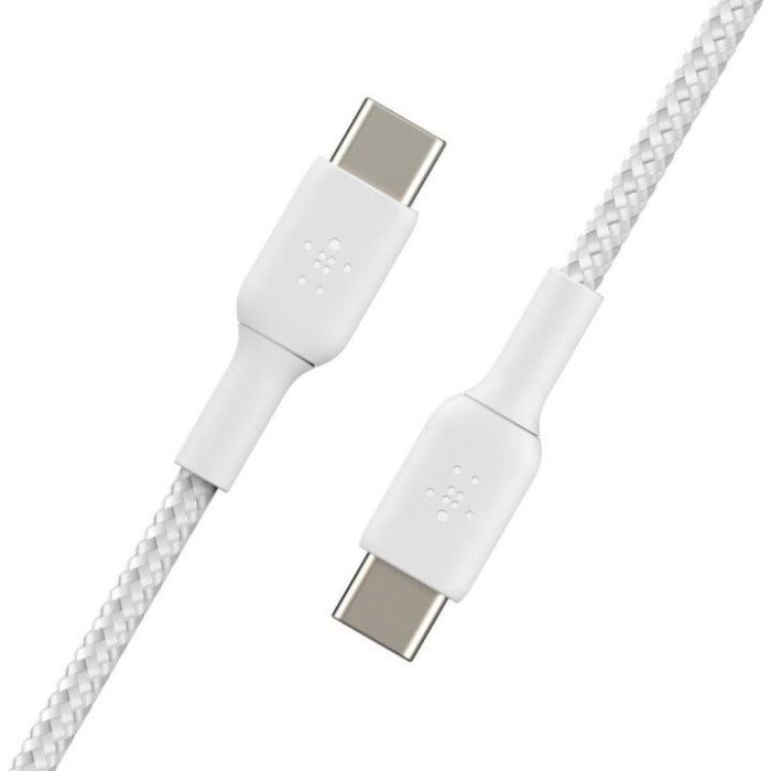 Belkin CAB004BT1MWH Cable Trenzado USB-C a USB-C 1m Blanco, Carga Rápida y Transferencia de Datos 1