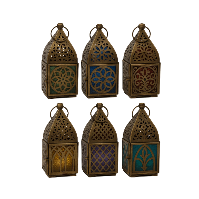 DKD Home Decor Farola Arabe Hamsa arbol de la vida Tribeca mandala Dorado Metal Cristal 6 x 10 x 6 cm (6 Unidades)