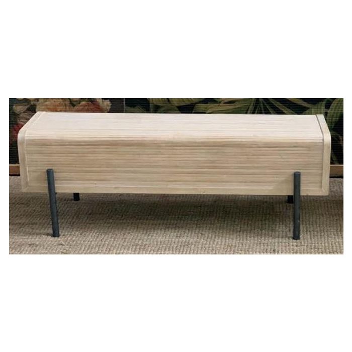 DKD Home Decor Descalzadora / Banco Balines Natural de Madera y Metal. Asiento Bajo de 23 cm, Desmontable. Dimensiones: 120 x 40 x 43 cm.