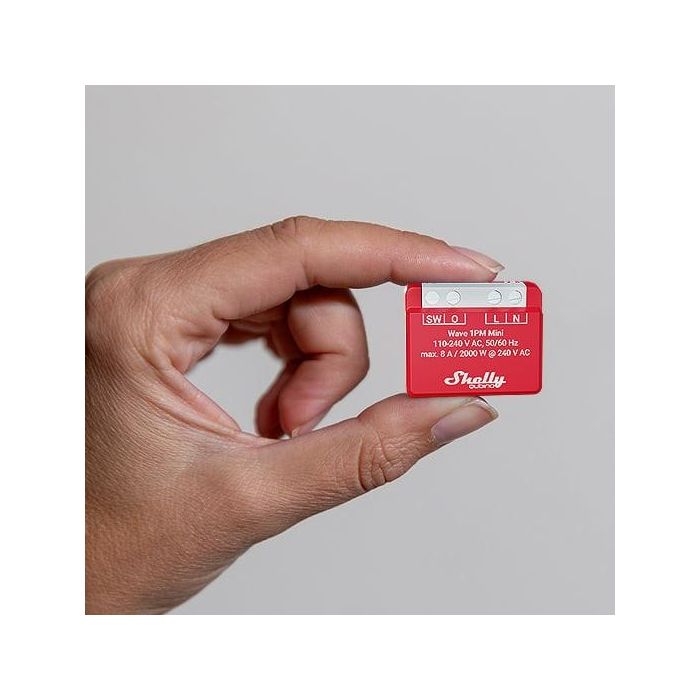 Shelly Z-Wave Wave 1PM Mini Interruptor Inteligente Inalambrico Rojo 1 Canal 2000W 8A 110-240V 3