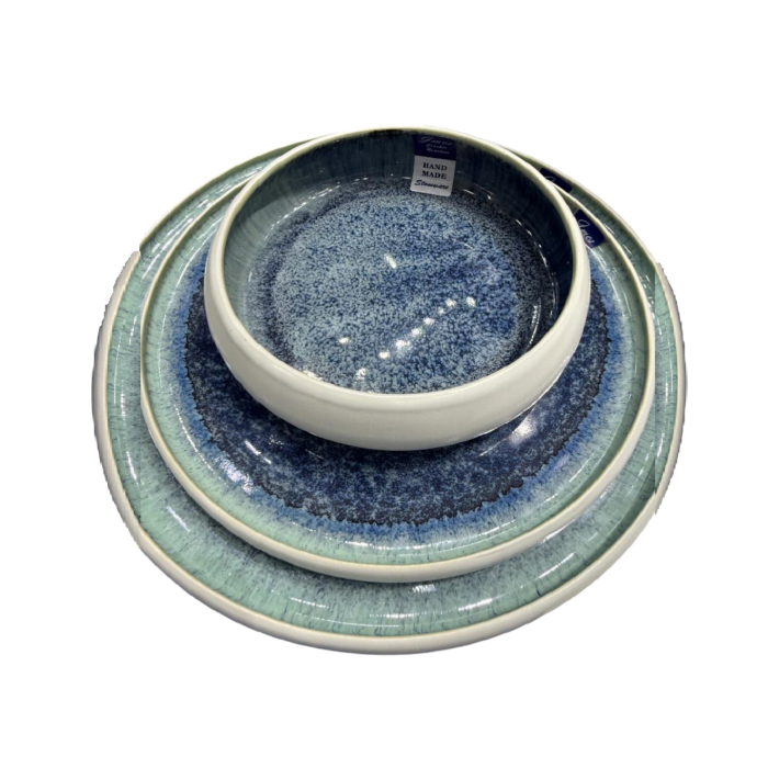 Plato Moderno DKD Home Decor Azul Marino 26 x 1.7 x 26 cm (6 Unidades) 2