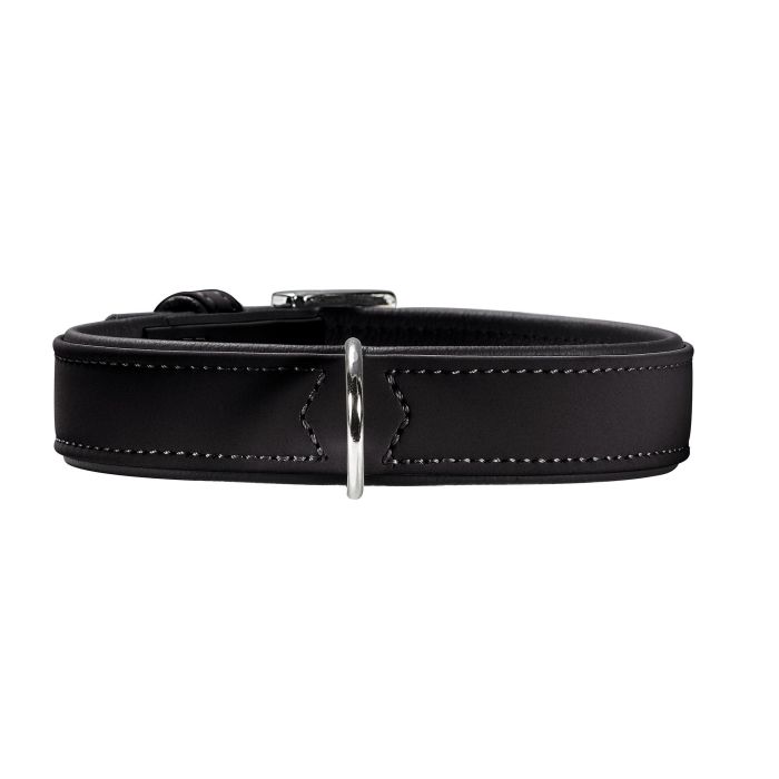 Hunter Collar Softie para Perro, Negro, 36-44 cm de Cuello, 2.8 cm de Ancho, Cuero Artificial Flexible, Cómodo y para Uso Diario