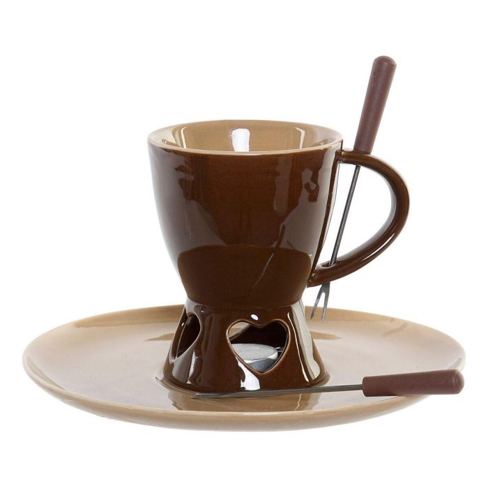 Fondue de Chocolate DKD Home Decor Acero Inoxidable Porcelana Fondue de Chocolate DKD Home Decor Acero Inoxidable Porcelana